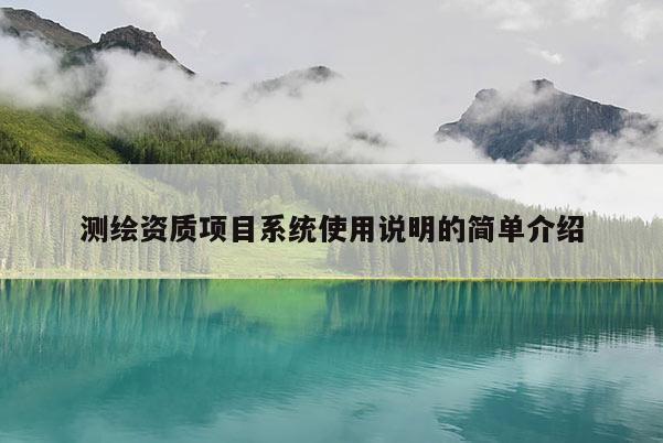 測繪資質項目系統使用說明的簡單介紹